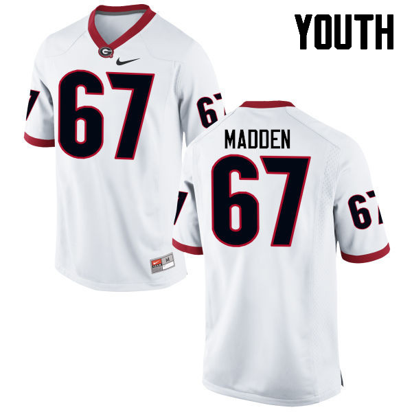 Youth Georgia Bulldogs #67 Sam Madden College Football Jerseys-White - Click Image to Close